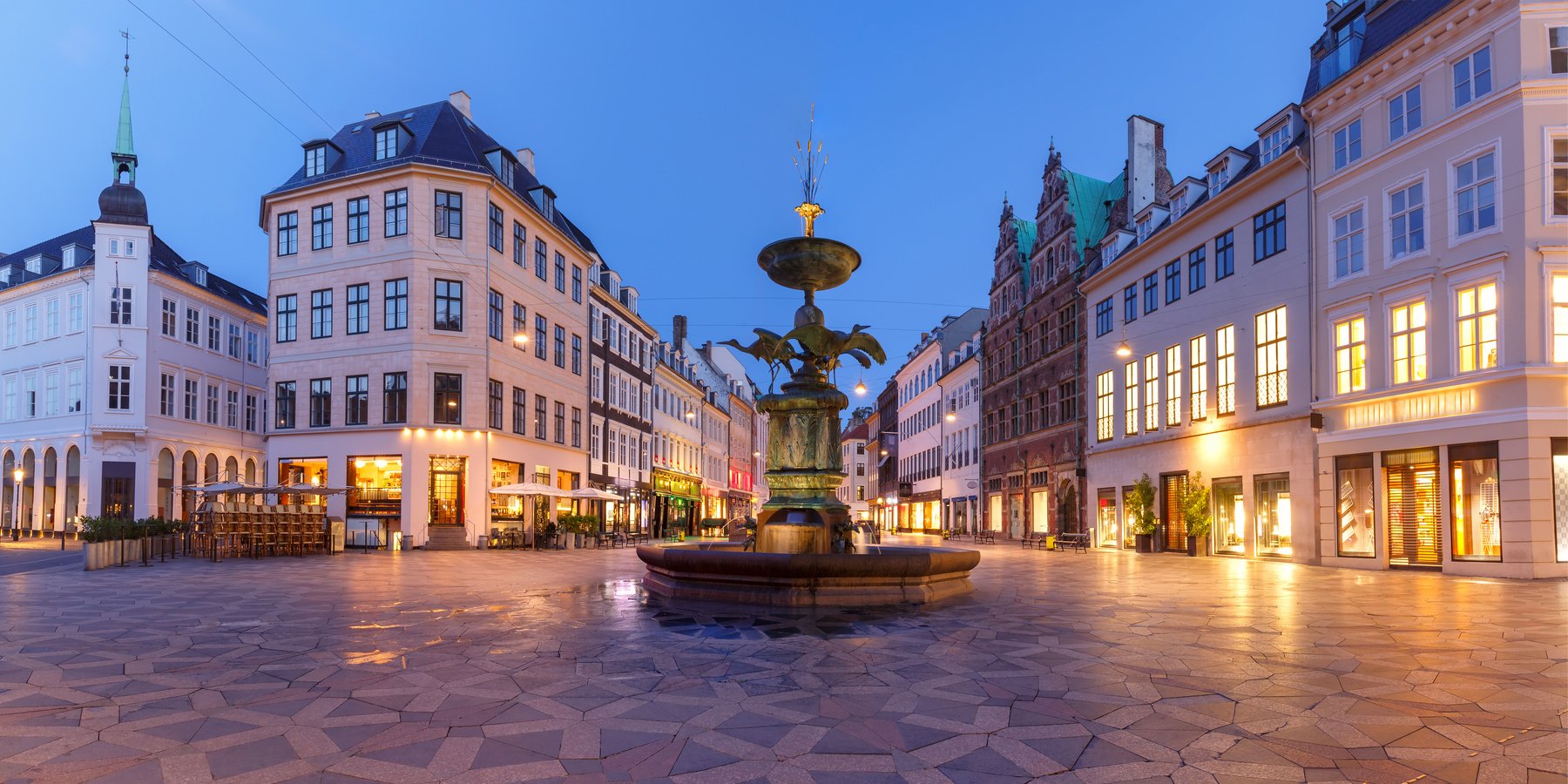 Stroget street, Amagertorv, Copenhagen, Denmark