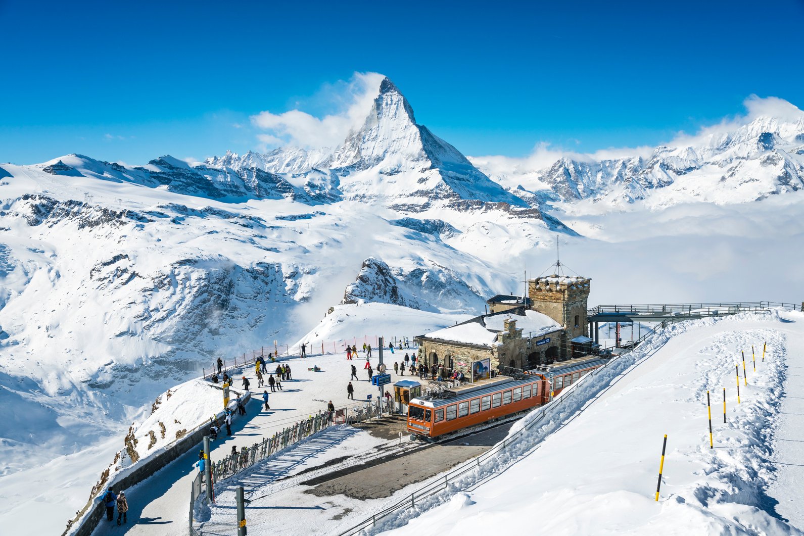 Gornergrat railway station Switzerland in winter